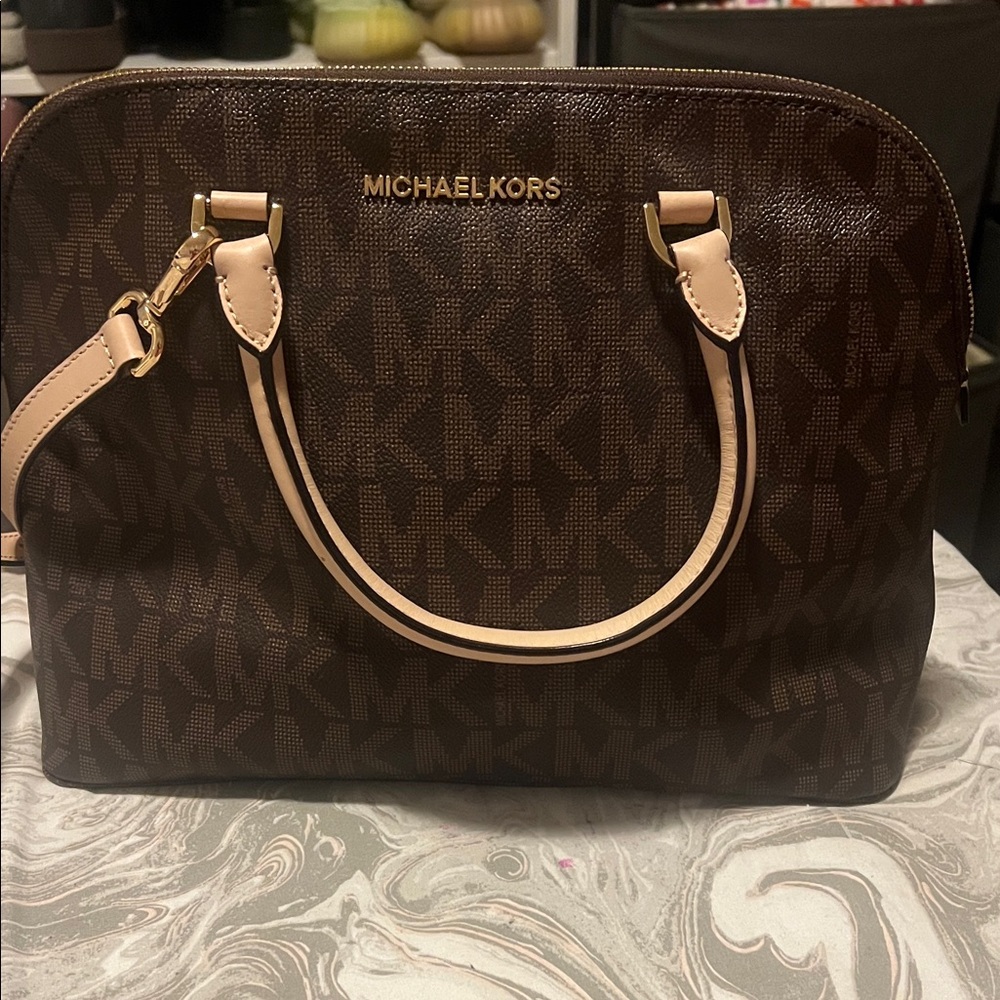 Michael Kors Dark Brown and Light Tan Satchel